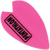 A pink plastic wing with black lettering on it.