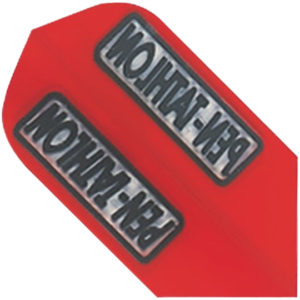 A red and black plastic with words on it