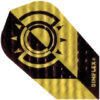 A yellow and black dart board with the word dimplex on it.