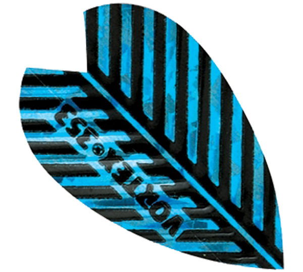 A blue and black leaf shaped air freshener.