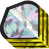 A diamond shaped object with many colors of glass.