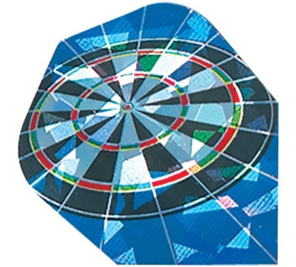 A dart board with many different colors on it