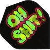 A black and neon green background with the word " oh shit !" written in graffiti.