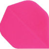 A pink plastic flying disc with a white background.