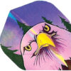 A painting of an eagle with purple feathers.