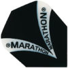 A black and white picture of a marathon logo.