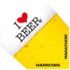 A yellow and white beer cup with the words " i love beer marathon ".