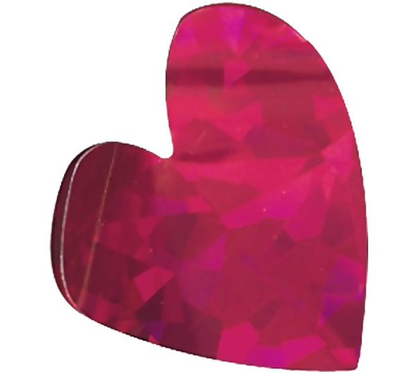 A heart shaped sticker with pink hearts on it.