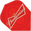 A red budweiser logo on top of a red background.