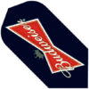 A red bow tie with the word " budweiser ".