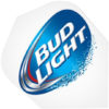 A bud light logo with some blue and white bubbles