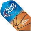 A bud light beer logo with a basketball on it.