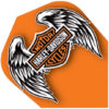 A harley davidson logo with wings on it.