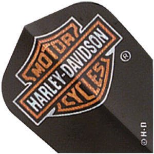 A harley davidson logo is shown on the side of a dart board.