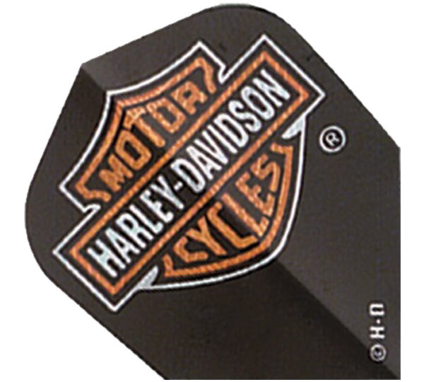 A harley davidson logo is shown on the side of a dart board.