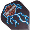 A harley davidson logo with lightning on it.