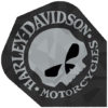 A black and white logo of harley davidson motorcycles.