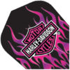 A pink and black harley davidson logo on it.