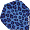 A blue and black animal print pattern on a white background