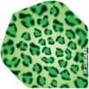 A green and black leopard print umbrella