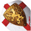 A picture of a shield with a lion on it.