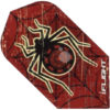 A red and black spider on a wooden board